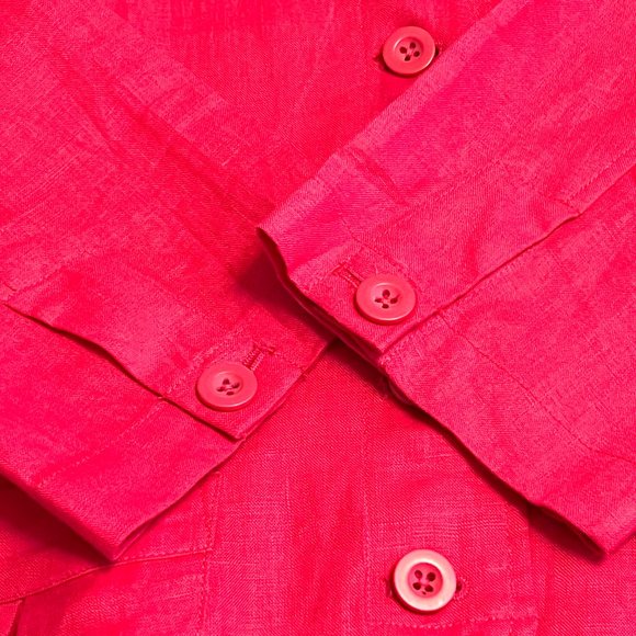 Kim Rogers Women's Top Button Down Shirt 100% Linen Cerise Pink Size 14P - Picture 5 of 7